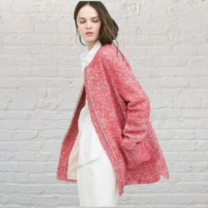 Zara Basic Raspberry Pink Boucle Coat S